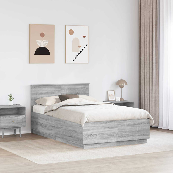 Cadru de pat Sonoma gri 135 x 190 cm Lemn prelucrat - WALTI WALTI