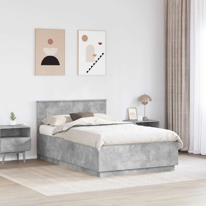 Cadru de pat Gri din beton 120 x 190 cm Lemn compozit - WALTI WALTI