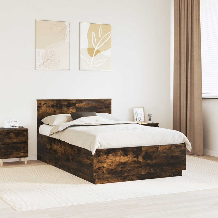 Cadru de pat Stejar fumuriu 120 x 190 cm Lemn compozit - WALTI WALTI