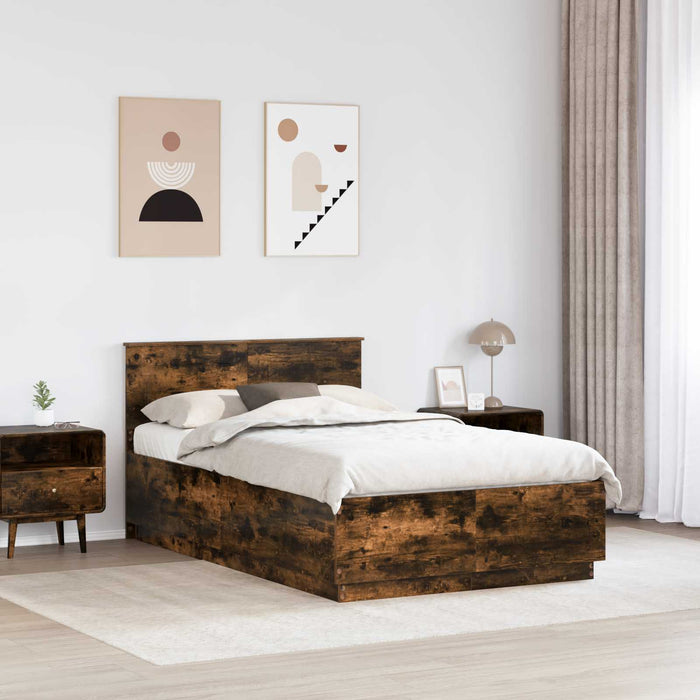 Cadru de pat Stejar fumuriu 120 x 190 cm Lemn compozit - WALTI WALTI