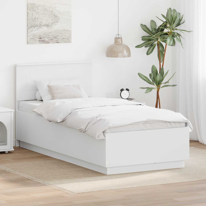 Cadru de pat cu headboard Alb 100 x 200 cm Lemn prelucrat - WALTI WALTI