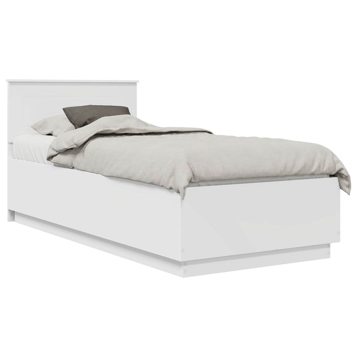 Cadru de pat cu headboard Alb 100 x 200 cm Lemn prelucrat - WALTI WALTI