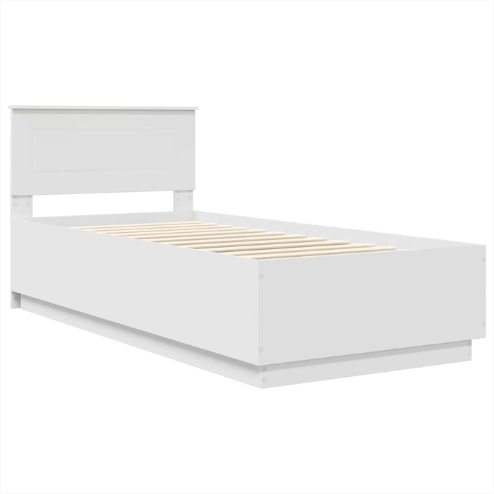 Cadru de pat cu headboard Alb 100 x 200 cm Lemn prelucrat - WALTI WALTI