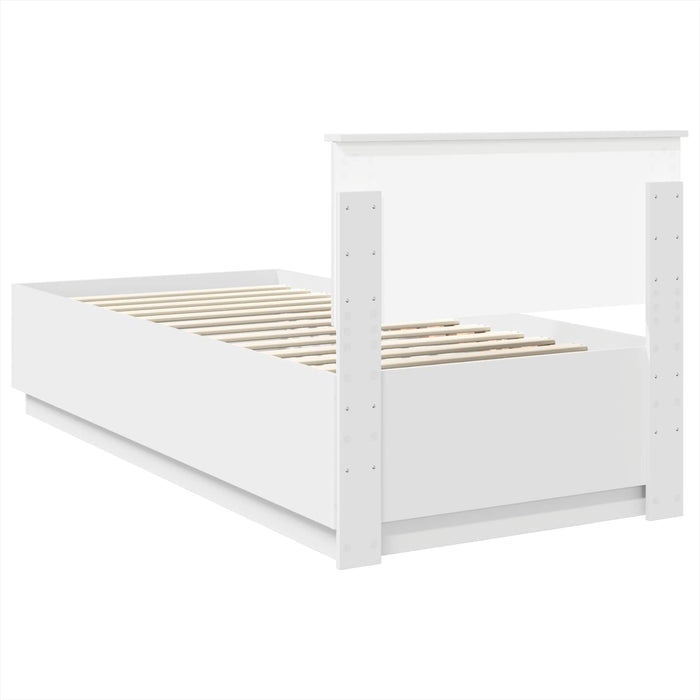 Cadru de pat cu headboard Alb 100 x 200 cm Lemn prelucrat - WALTI WALTI