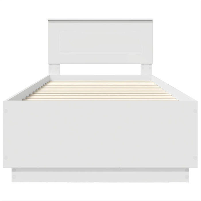 Cadru de pat cu headboard Alb 100 x 200 cm Lemn prelucrat - WALTI WALTI