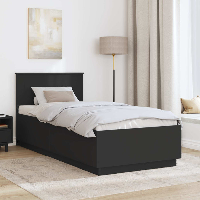Cadru de pat cu headboard Negru 90 x 190 cm Lemn prelucrat - WALTI WALTI