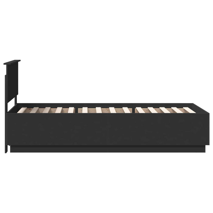 Cadru de pat cu headboard Negru 90 x 190 cm Lemn prelucrat - WALTI WALTI