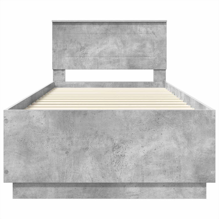 Cadru de pat cu headboard Gri Beton 90 x 190 cm Lemn prelucrat - WALTI WALTI