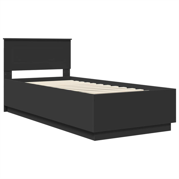 Cadru de pat cu headboard Negru 90 x 200 cm Lemn prelucrat WALTI