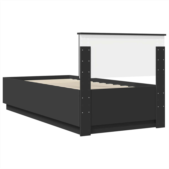 Cadru de pat cu headboard Negru 90 x 200 cm Lemn prelucrat WALTI