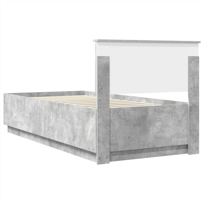 Cadru de pat cu headboard Gri Beton 90 x 200 cm Lemn prelucrat WALTI