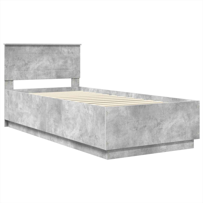 Cadru de pat cu headboard Gri Beton 70 x 190 cm Lemn prelucrat WALTI