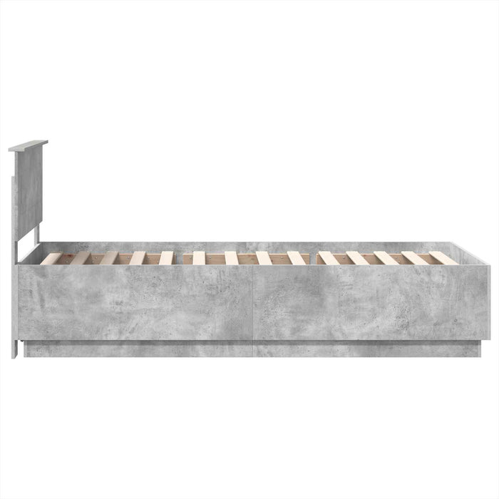 Cadru de pat cu headboard Gri Beton 70 x 190 cm Lemn prelucrat WALTI