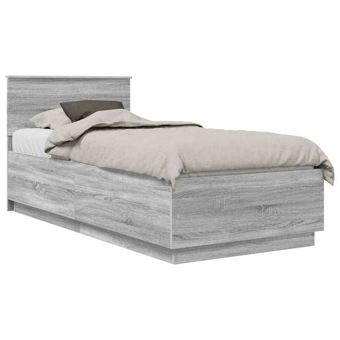 Cadru de pat cu headboard Sonoma gri 70 x 190 cm Lemn prelucrat - WALTI WALTI