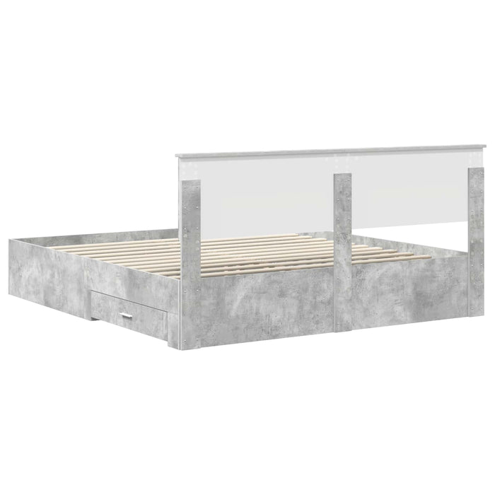 Cadru de pat cu sertar cu headboard cu depozitare Lemn compozit - WALTI WALTI