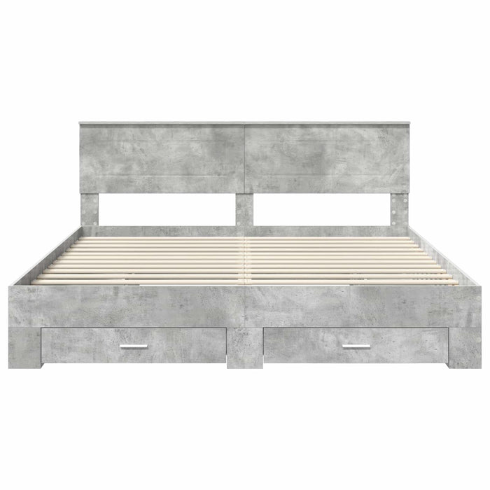 Cadru de pat cu sertar cu headboard cu depozitare Lemn compozit - WALTI WALTI