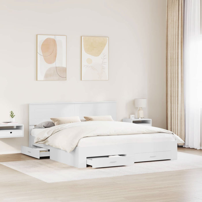 Cadru de pat cu headboard Alb 180 x 200 cm Lemn compozit - WALTI WALTI