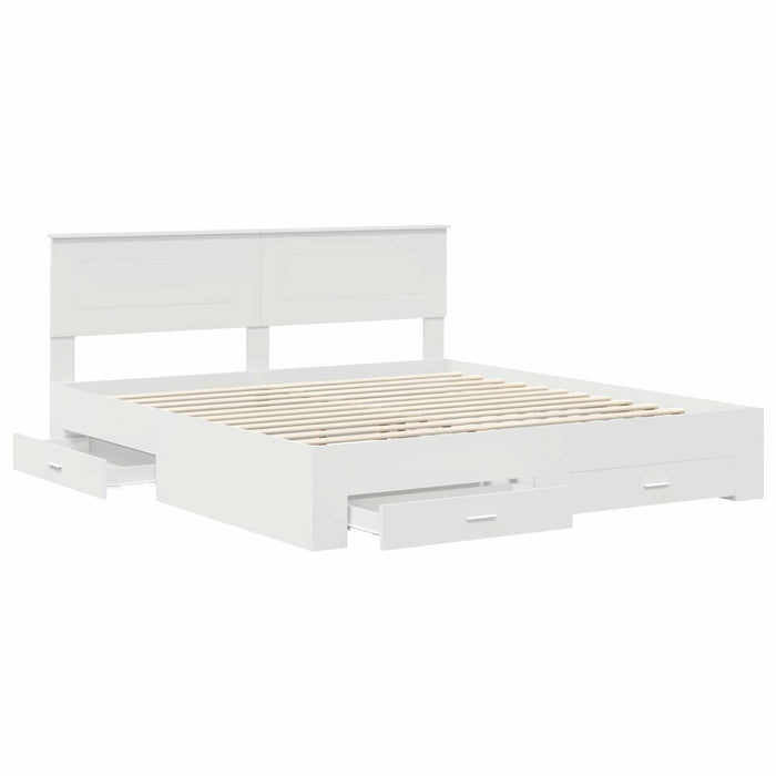 Cadru de pat cu headboard Alb 180 x 200 cm Lemn compozit - WALTI WALTI