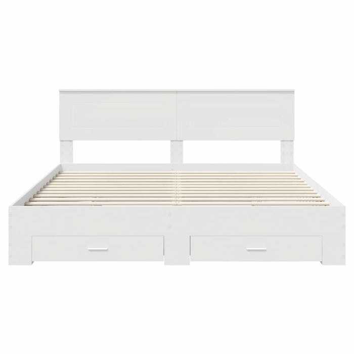 Cadru de pat cu headboard Alb 180 x 200 cm Lemn compozit - WALTI WALTI