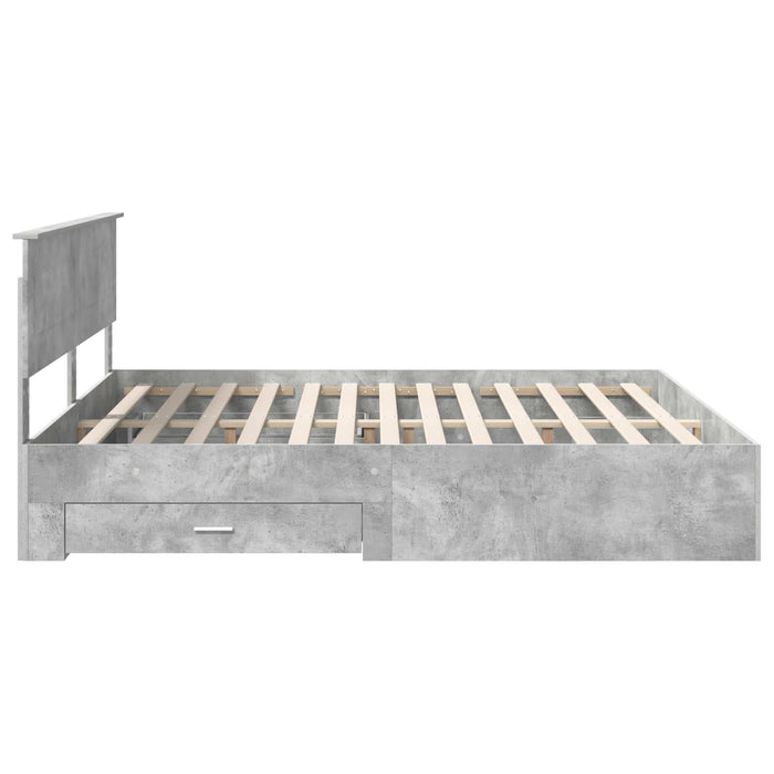 Cadru de pat cu sertar Gri din beton 180 x 200 cm Lemn compozit - WALTI WALTI