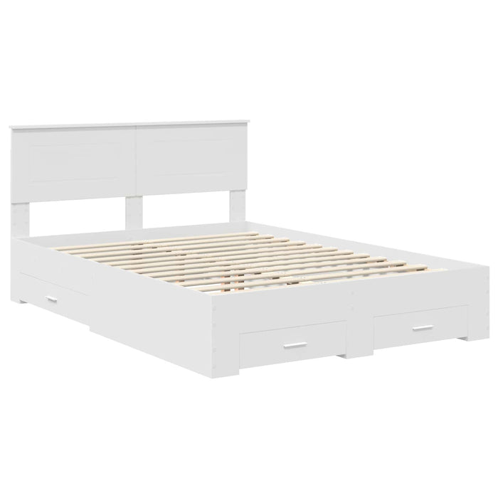 Cadru de pat cu headboard Alb 160 x 200 cm Lemn compozit - WALTI WALTI