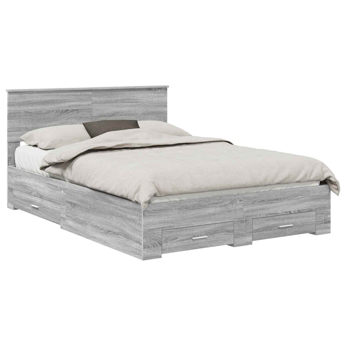 Cadru de pat cu headboard Gri Sonoma 160 x 200 cm Lemn compozit - WALTI WALTI