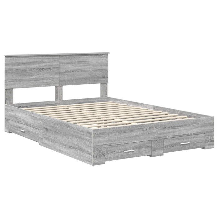 Cadru de pat cu headboard Gri Sonoma 160 x 200 cm Lemn compozit - WALTI WALTI