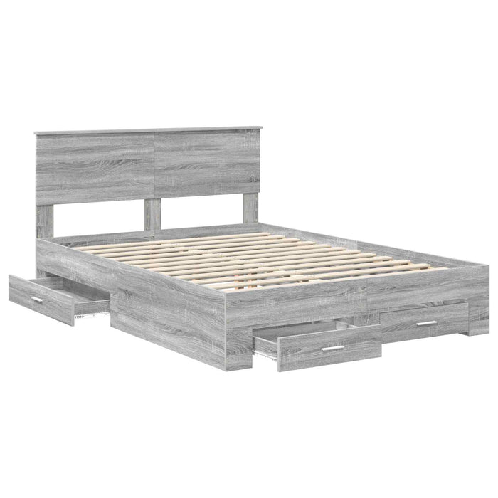 Cadru de pat cu headboard Gri Sonoma 160 x 200 cm Lemn compozit - WALTI WALTI