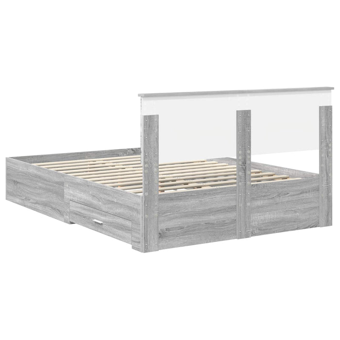Cadru de pat cu headboard Gri Sonoma 160 x 200 cm Lemn compozit - WALTI WALTI