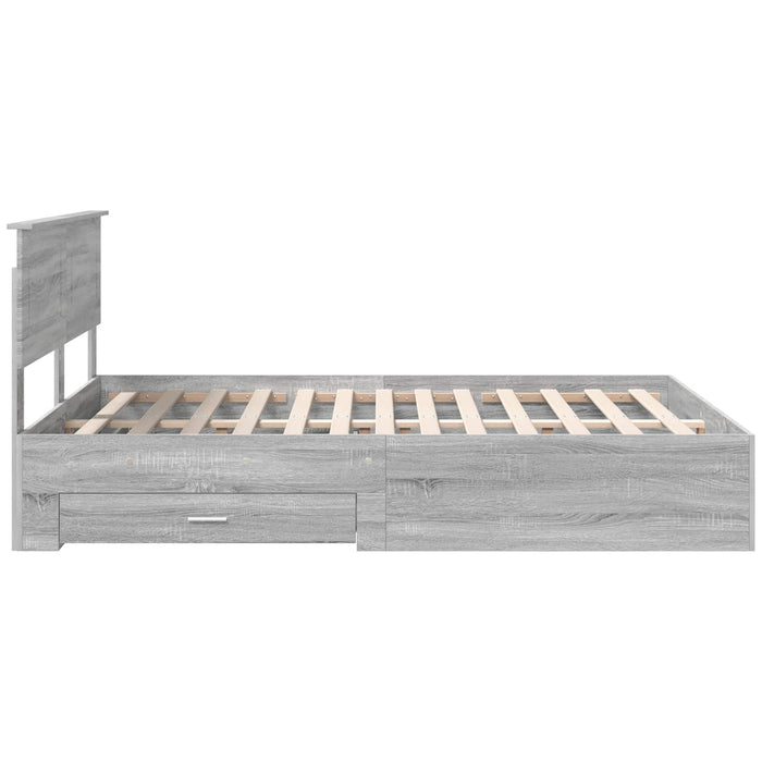 Cadru de pat cu headboard Gri Sonoma 160 x 200 cm Lemn compozit - WALTI WALTI