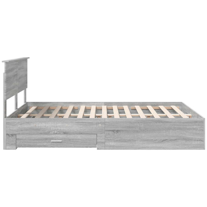 Cadru de pat cu headboard Gri Sonoma 150 x 200 cm Lemn compozit - WALTI WALTI