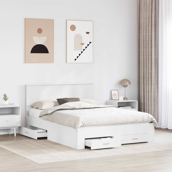 Cadru de pat cu headboard Alb 140 x 190 cm Lemn compozit - WALTI WALTI
