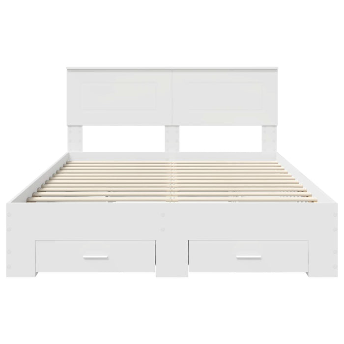 Cadru de pat cu headboard Alb 140 x 190 cm Lemn compozit - WALTI WALTI