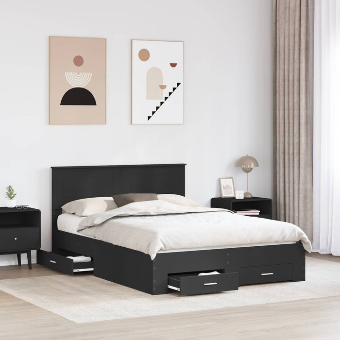 Cadru de pat cu headboard Negru 140 x 190 cm Lemn compozit - WALTI WALTI