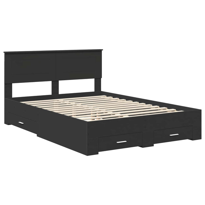 Cadru de pat cu headboard Negru 140 x 190 cm Lemn compozit - WALTI WALTI