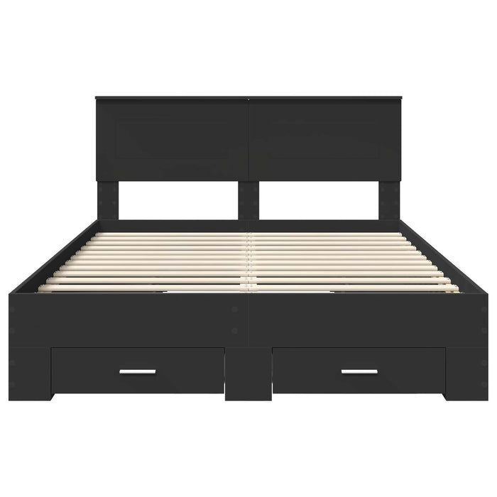 Cadru de pat cu headboard Negru 140 x 190 cm Lemn compozit - WALTI WALTI