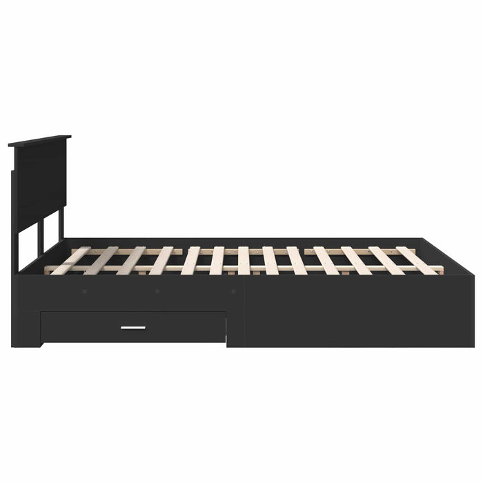 Cadru de pat cu headboard Negru 140 x 190 cm Lemn compozit - WALTI WALTI
