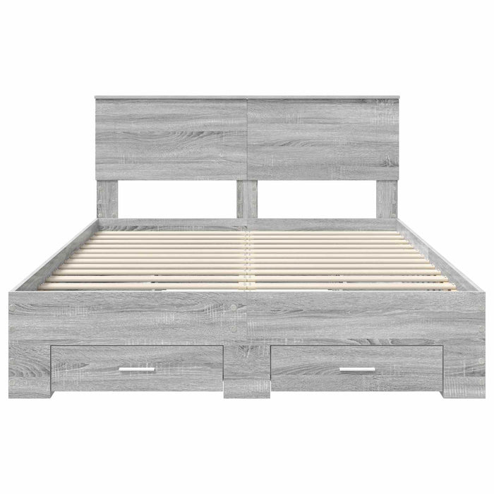 Cadru de pat cu headboard Gri Sonoma 140 x 190 cm Lemn compozit - WALTI WALTI