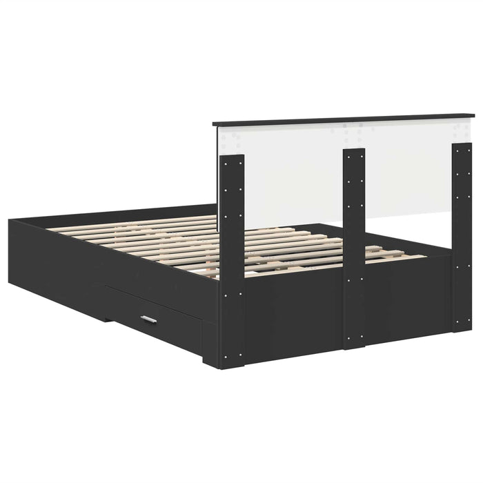 Cadru de pat cu headboard Negru 135 x 190 cm Lemn compozit - WALTI WALTI