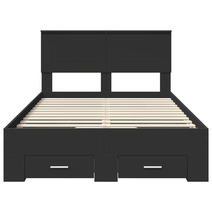 Cadru de pat cu headboard Negru 135 x 190 cm Lemn compozit - WALTI WALTI
