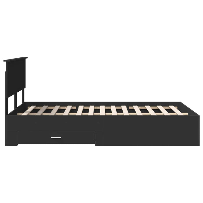 Cadru de pat cu headboard Negru 135 x 190 cm Lemn compozit - WALTI WALTI