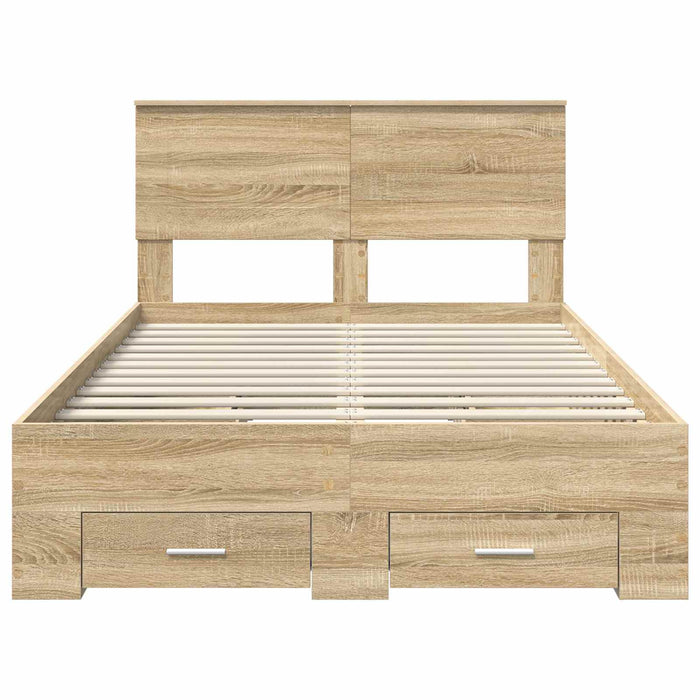 Cadru de pat cu sertar Stejar Sonoma 135 x 190 cm Lemn compozit - WALTI WALTI