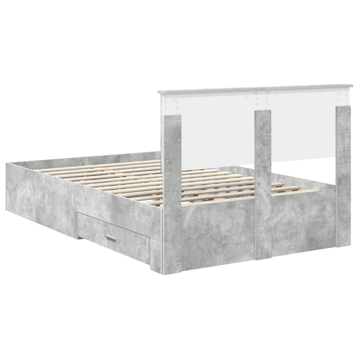 Cadru de pat cu sertar Gri din beton 135 x 190 cm Lemn compozit - WALTI WALTI