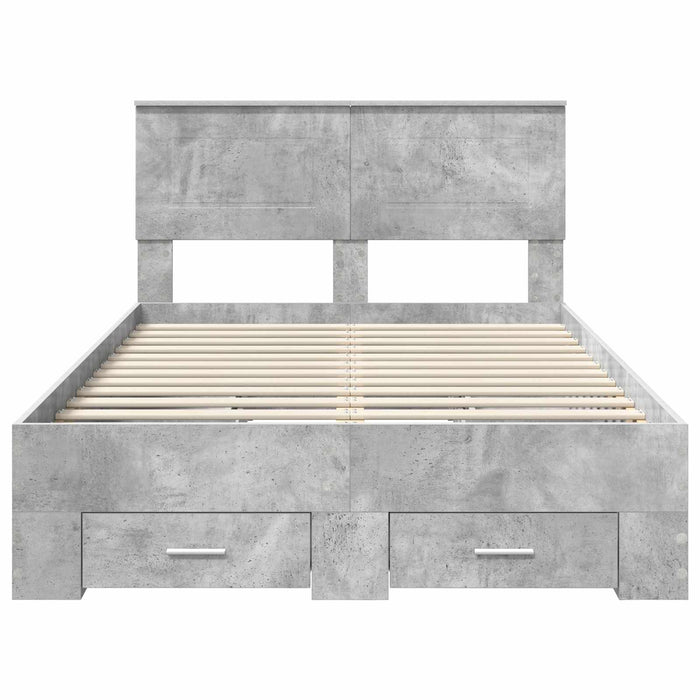Cadru de pat cu sertar Gri din beton 135 x 190 cm Lemn compozit - WALTI WALTI