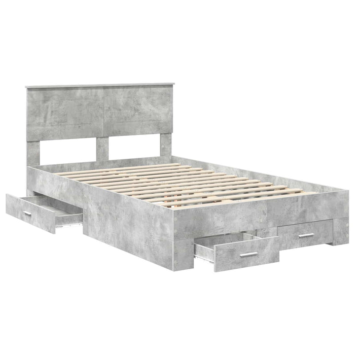 Cadru de pat cu sertar Gri din beton 120 x 190 cm Lemn compozit - WALTI WALTI
