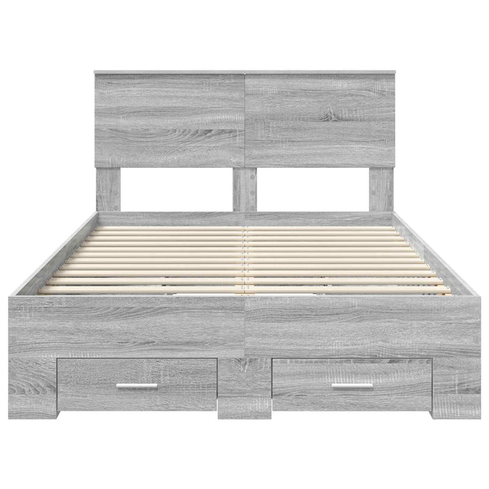 Cadru de pat cu headboard Gri Sonoma 120 x 190 cm Lemn compozit - WALTI WALTI