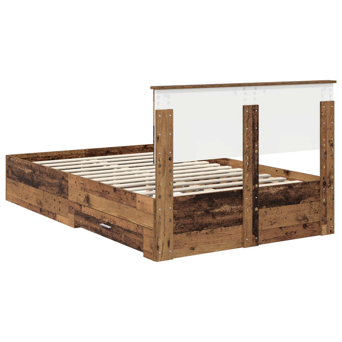 Cadru de pat cu headboard Lemn vechi 120 x 190 cm Lemn compozit - WALTI WALTI