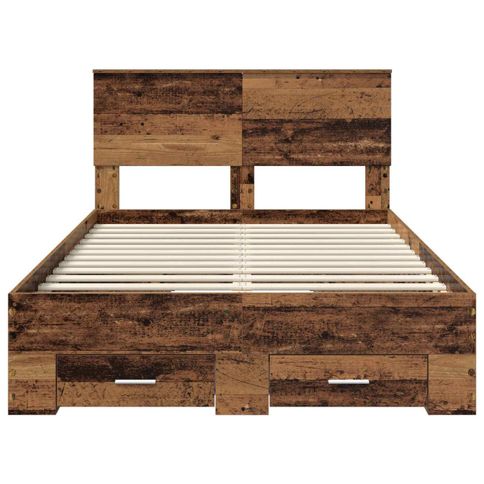 Cadru de pat cu headboard Lemn vechi 120 x 190 cm Lemn compozit - WALTI WALTI