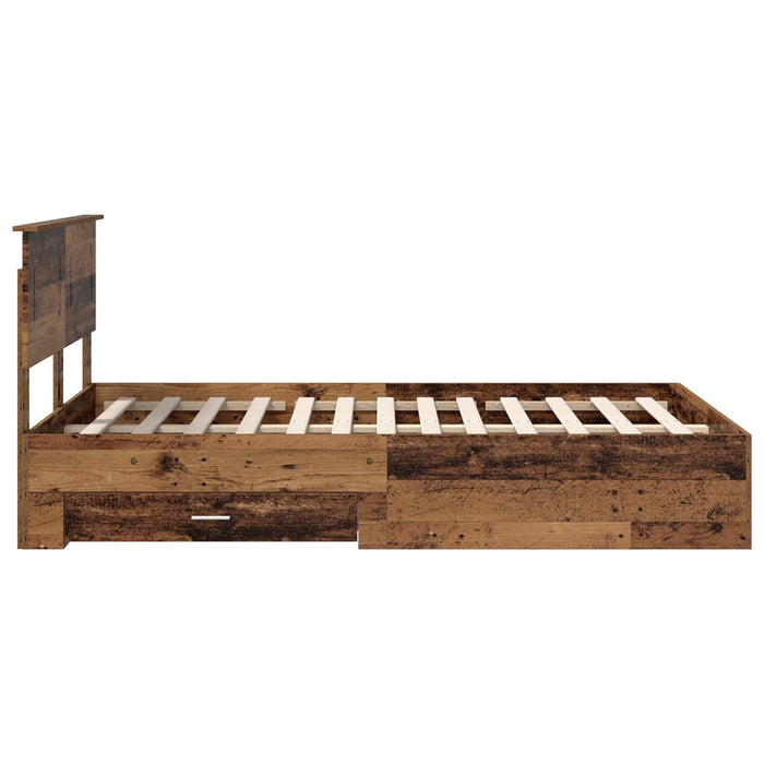 Cadru de pat cu headboard Lemn vechi 120 x 190 cm Lemn compozit - WALTI WALTI