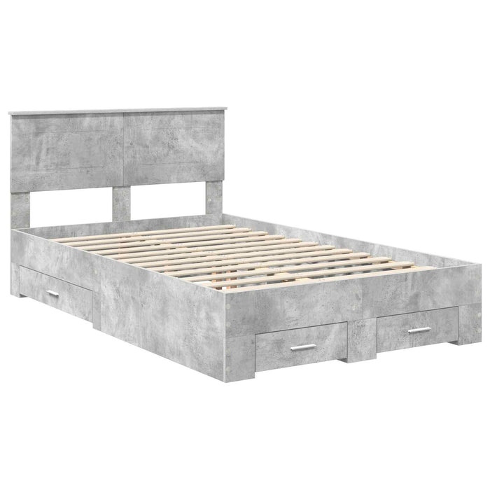 Cadru de pat cu sertar Gri din beton 120 x 200 cm Lemn compozit - WALTI WALTI